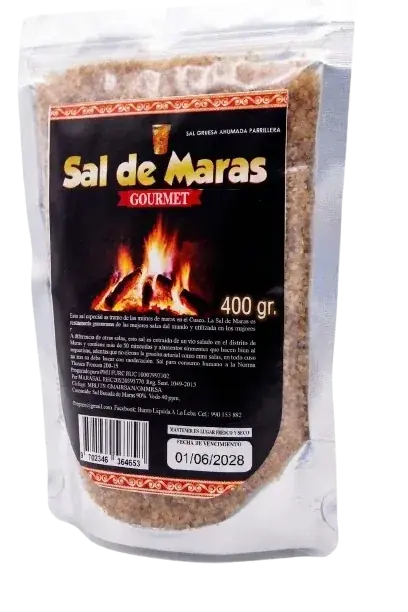 Sal de Maras Ahumada 400gr sal rosada ahumada natural Perú